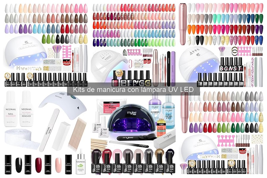 Productos incluidos en un kit de manicura con lámpara UV LED